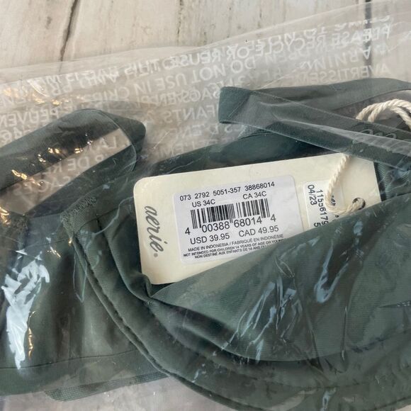 NWT Aerie SMOOTHEZ Full Coverage Unlined Underwire Bra - Dark Green (34C) - Picture 3 of 7